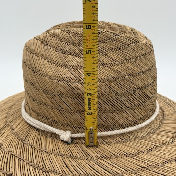 Peter Grimm Shark Straw Lifeguard Hat Good Vibes Wide Brim Sun Beach Surf Mens - Picture 10 of 10